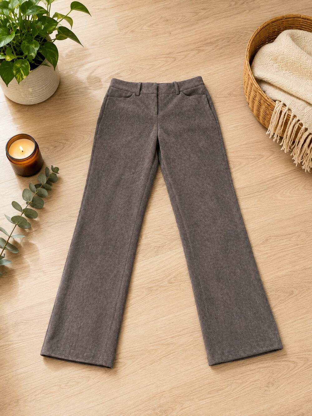 New Directions Women’s Size 10 Gray Corduroy Stretch Straight Leg Dress Pants